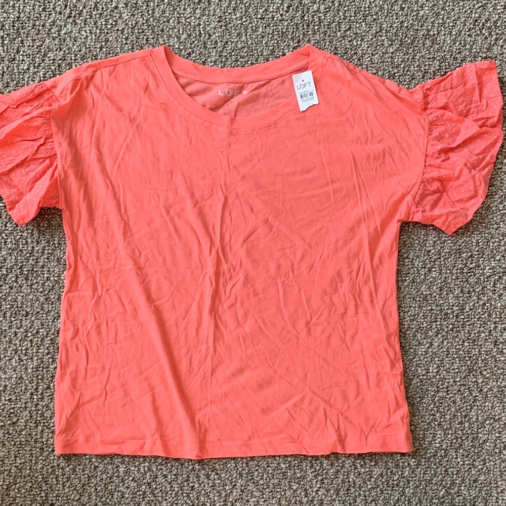 LOFT Bright Coral Short Sleeve Top